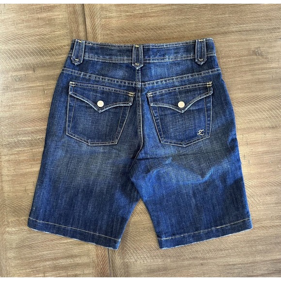 NWT Zena Premium Women’s Size 4 High Waisted Blue Denim Bermuda Shorts Pockets - Picture 13 of 14